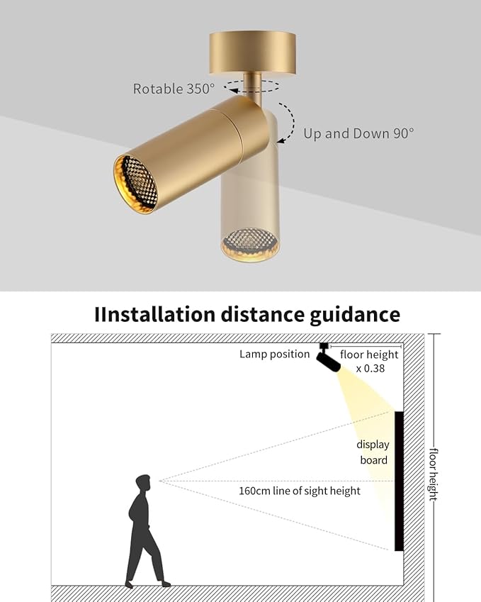 Led Modern Directional Spotlight, Zoomable Uplighting Indoor Spotlight Accent Lighting for Cafeteria Foyer Living Room- 7W COB Chip CRI 97 Flicker Free