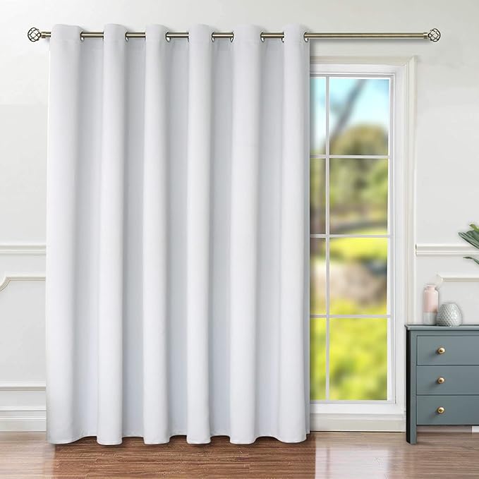 BGment Large Room Darkening Blackout Curtains Fashion Sliding Door Curtain 120 X 84 Inches, Wide Thermal Room Divider Window Curtain, 1 Panel, Greyish White, 84 Length X Wide 120