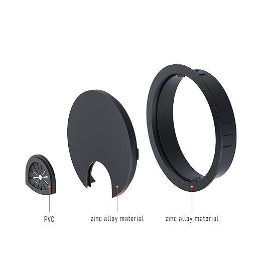 Desk Grommet 2 Inch 50mm, Zinc Alloy Computer Desk Wire Hole Cover, Office Desktop Cord Cable Hole Metal Ring, Black