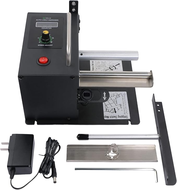 U.S. Solid Automatic Label Dispenser w/Counter - Speed Adjustable Label Dispensing Machine - Width 10-115MM Length 8-130MM - Translucent and Opaque Labels