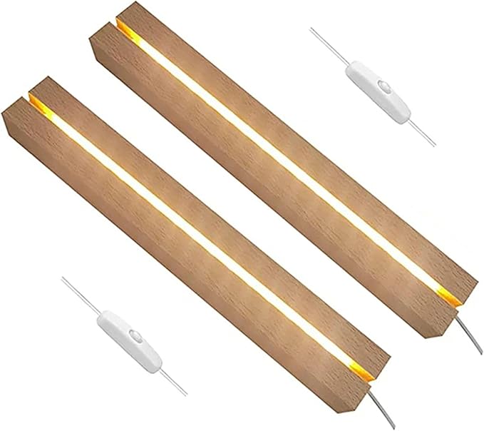 11.81 inch Rectangle Display Pedestal, Warm Color Rectangle Led Lights Display Base, Crystal Wooden Lighted Base Stand for Acrylic, Crystal, Night Light, Glass Resin Art