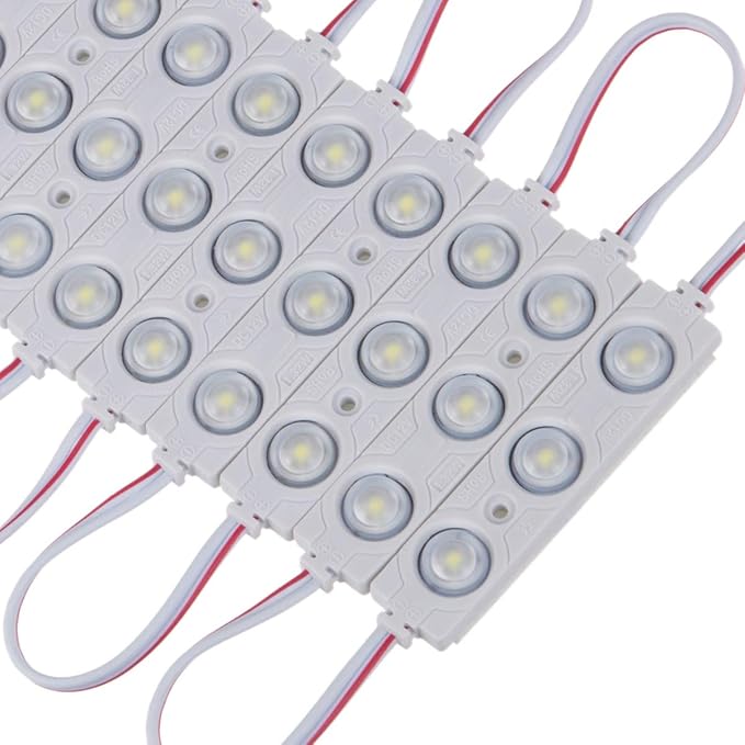 200 PCS Red Emitting Color 1.32 W DC12V Injection 3 LED Module Waterproof Decorative Back Light for Letter Sign Advertising Signs with Tape Adhesive Backside