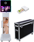29in LCD Display Photo Booth Machine with 15.6in Mirror Touch Screen Selfie Station Shell Stand DIY Photobooth Machine with RGB Light for Parties Weddings Event (Machine+Mini Printer)
