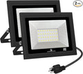 GLORIOUS-LITE LED Flood Lights Outdoor, 100W 10000LM Outside LED Work Light with Plug, 6000K Daylight White, IP66 Waterproof Portable Spot Security Lights for Garage, Yard, Garden, Playground(2 Pack)