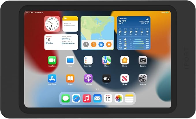 iPort 70805 Surface Mount System iPad Wall Mount – Slim & Secure for iPad mini A17 Case & 8.3" (6th Gen)| Built-in PoE Charging | Aluminum Flush Wall Dock for Smart Home & Commercial Use | Black