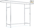 Econoco Double Bar Clothing Rack – Adjustable Garment Display with Rectangular Hangrail, Chrome (Base + End Rails)