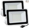 UFOND 5000 Lumens LED Flood Light with Plug,50W Waterproof Outdoor Floodlight,Adjustable Lighting Angle Security Lights,Wall Light for Garage Yard Garden Porch(2 Pack)