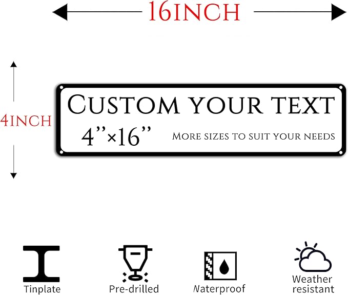 Custom Sign,street signs customized，Double-sided reflective,Aluminum Weatherproof Metal Sign Multiple Sizes, Customize for shops, Business, Workplace, office, Home, Delivery Signs(4 * 16 Inch)