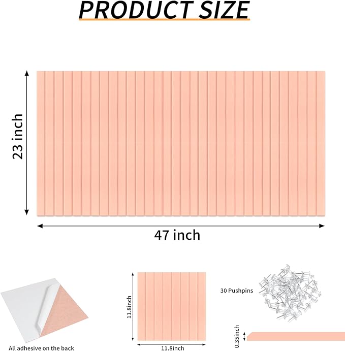 Large Felt Bulletin Board 23x47 Inch, 8pcs Peel and Stick Felt Wall Tiles Modern Push Pin Board for Wall Organization