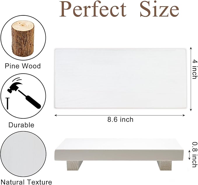 White Bathroom Counter Tray Organizer Small Wooden Risers Pedestal Stand Kitchen Soap Dish Dispenser Holder for Bathroom Counter Decor Farmhouse Wood Bathroom Sink Accessories Modern Vanity Tray