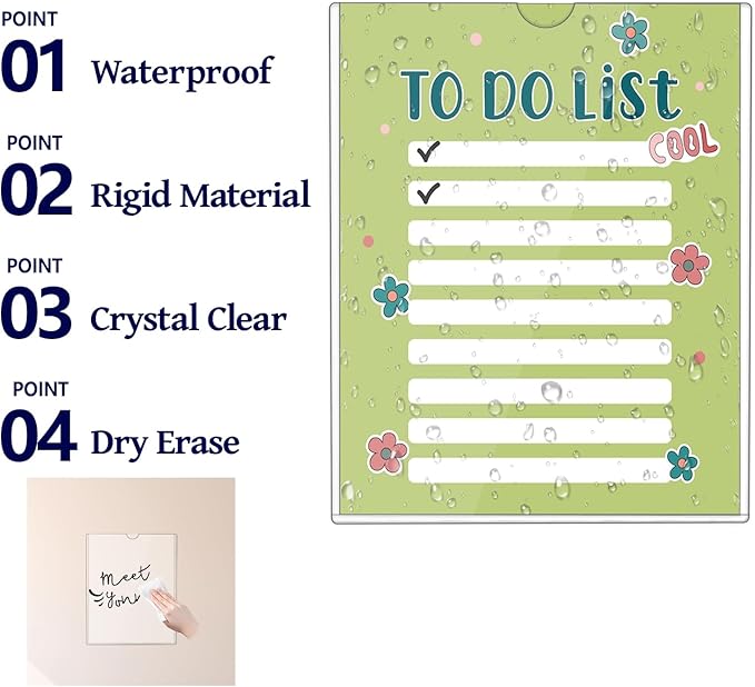10 Pack Magnetic Sign Holder 8.5 x 11 - Rigid Sheet Protectors with Magnetic Strip Adhesive Strip, Adhesive Frames 8.5 x 11 Magnetic Picture Frames for Refrigerator,Whiteboard,Wall,Door,Window