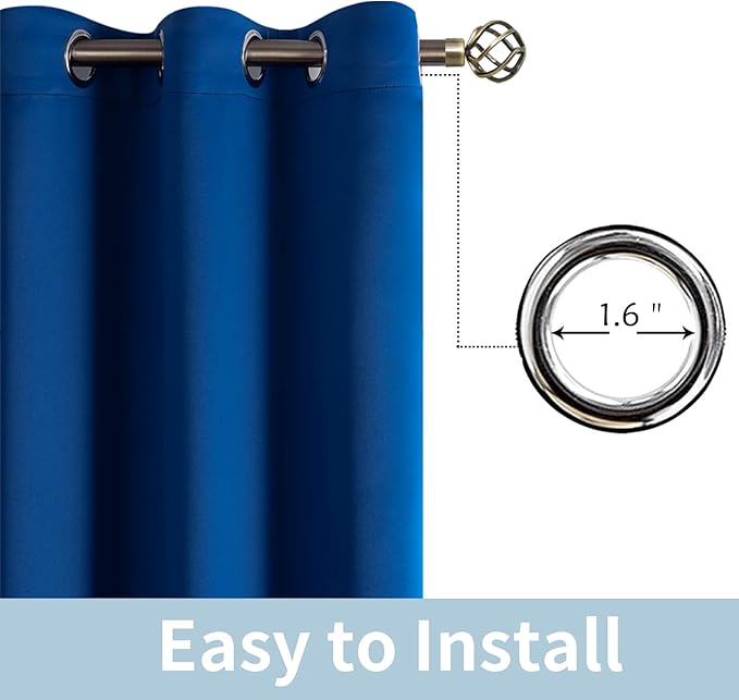 BGment Fashion Sliding Door Curtain 180 X 96 Inches, Wide Thermal Blackout Curtains Room Darkening Room Divider Window Curtain, 1 Panel, Royal Blue, 96 Length X Wide 180