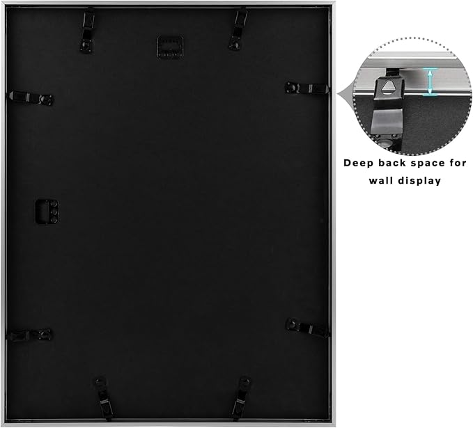 Frametory, 14x18 Metal Picture Frame with Mat for 12x16 Picture & Real Glass, Aluminum Photo Frame Collection (Silver, 2 Pack)