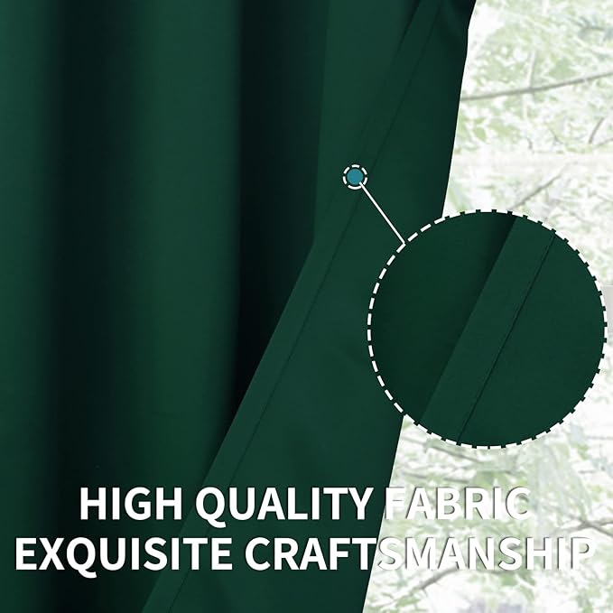 BGment Blackout Curtains - Grommet Thermal Insulated Room Darkening Bedroom and Living Room Curtains, Set of 2 Decorative Curtain Panels (52 x 63 Inch, Emerald Green)