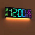 JALL 13" Large Digital Wall Mount Clock, Count Down Timer, Alarm, Big LED, 8 RGB Color, DST, Temperature for Living Room Classroom Desk, Xmas, Birthday Gift for Senior Mom Dad