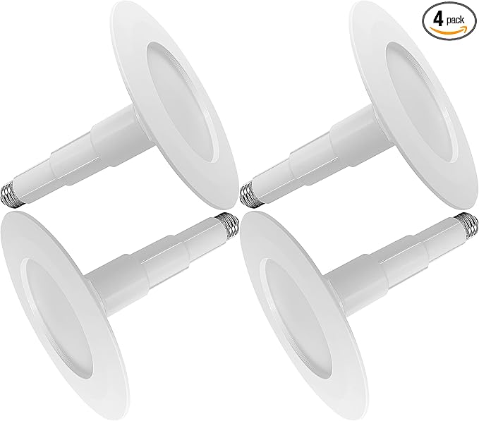 Jolux 4-Pack 5/6" Retrofit LED Recessed Lighting,12W=60W,3000K WarmWhite,800LM,Dimmable Can Lights,ETL,Damp Rated,Simple Installation Adjustable Retrofit Downlight,Bevel Trim,E26 Base