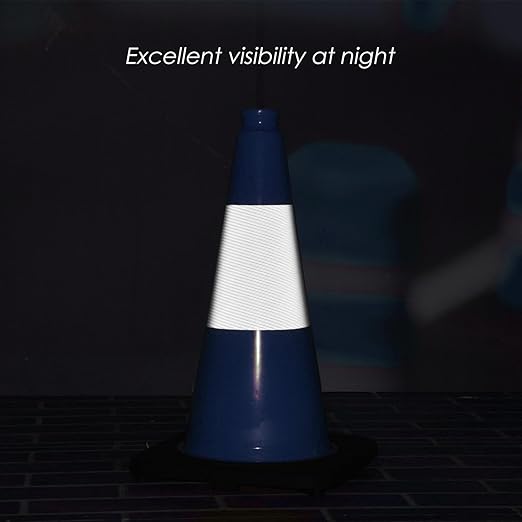 6 Pack 18" Inch Blue PVC Traffic Cones with Heavy-Duty Base, High-Visibility All-Weather Safety Cones for Road Construction, Parking Lot, and Garage Use (6, Blue, 18" Medium)
