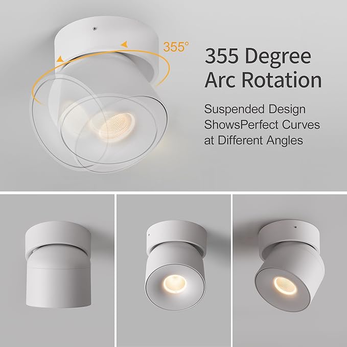 Aisilan Dimmable Ceiling Spotlight 2 Pack, Modern LED Wired Spotlight Indoor,15W Spot Light 350° Directional Lighting, Wall Spot Lights for Picture Panting Living Room Bedroom, 3000K CRI 97, White