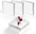 Acrylic Base Stand 4 Pieces Acrylic Blocks for Display 4 X 4 X 1 Inch Clear Polished Block Square Cube Riser Display Pedestal Stands for Jewelry Perfume Ring Collection Props Cake