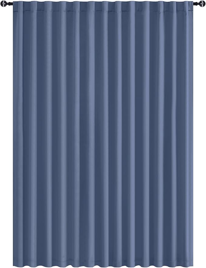 Hiasan Patio Sliding Door Room Divider Curtain Privacy Blackout Thermal Insulated Curtains with Back Tab & Rod Pocket for Bedroom Partition, Living Room Shared Office(100 x 96 Inches, Dusty Blue)
