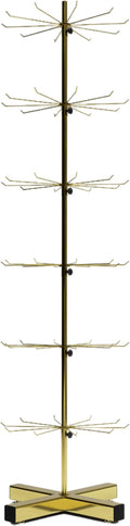 6-Tier Gold Rotating Display Stand 360° Spinning Heavy-Duty Retail Display Rack With Hooks For Jewelry, Keychains, Socks, Toys Commercial Use