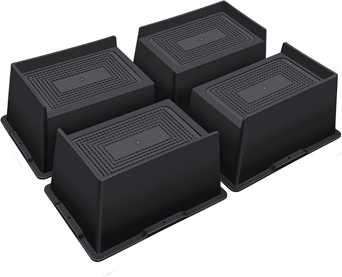 Bed Risers 4 Inch Heavy Duty,Oversized Couch Risers, Extra Wide Furniture Risers for Sofa Table Desk Headboard Chair Lifting,Rectangle Risering Blocks Support 6000 lbs(4 Pack Black)