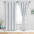 JIUZHEN Curtains for Bedroom - Thermal Insulated Window Treatment Drapes, Room Darkening Rod Pocket Curtains for Living Room, Set of 2 Panels with Tiebacks, 38 x 72 Inch Length, Greyish White