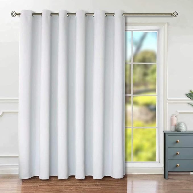 BGment Large Room Darkening Blackout Curtains Fashion Sliding Door Curtain 120 X 96 Inches, Wide Thermal Room Divider Window Curtain, 1 Panel, Greyish White, 96 Length X Wide 120