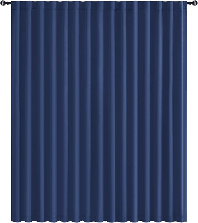 Hiasan Privacy Room Divider Patio Sliding Door Curtain Extra Wide Blackout Thermal Insulated Curtains with Back Tab & Rod Pocket for Bedroom Partition Living Room (120 x 84 Inches, Navy)