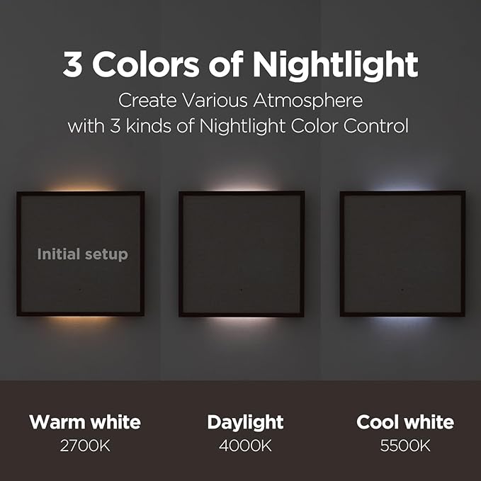 mooas Wooden Frame LED Silent Wall Clock with Remote, Backlit Nightlight, Modern Digital LED Wall Clock Display Sunrise Alarm Melody 5 Brightness for Bedroom Living Room (Wooden Frame Light Brown)