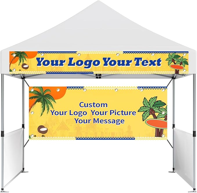 Custom Tent Banner and Tent Valance Add Your Sign, Text, 9x4Ft Full-color Digital Printed Valances, 9x1Ft Personalized Business Banners for Trade Show, Polyester Fabric is Colorfast