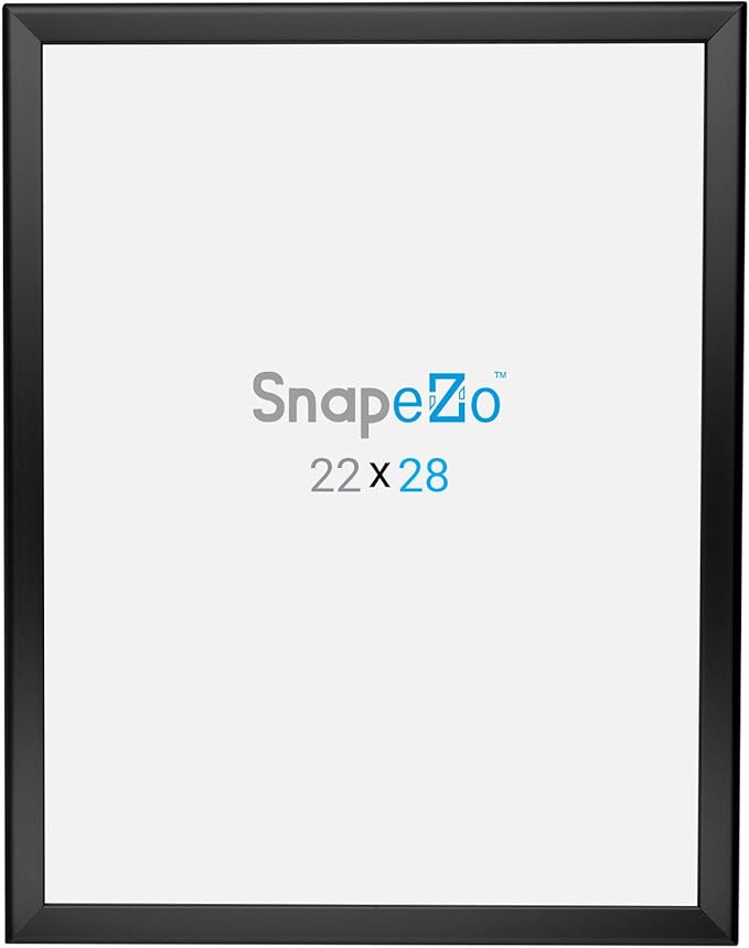 SnapeZo Poster Frame 22x28, Black, 1.25 Inch Aluminum Profile, Front-Loading Snap Frame, Wall Mounting, Professional Series
