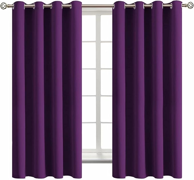 BGment Blackout Curtains - Grommet Thermal Insulated Room Darkening Bedroom and Living Room Curtain, Set of 2 Panels (52 x 63 Inch, Royal Purple)