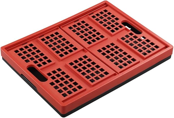 Hespapa 35 Quart Folding Crates, Red Plastic Collapsible Storage Container Milk Crate Baskets, 2 Pack