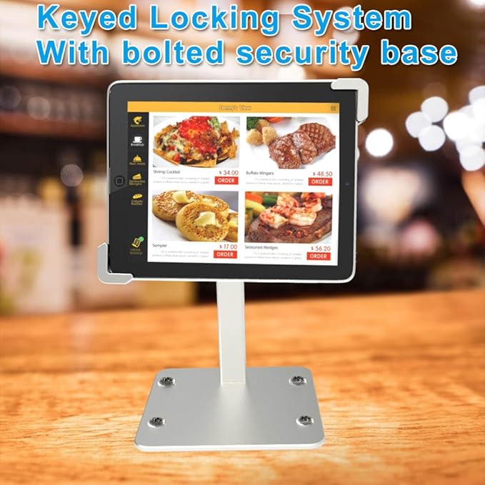 Anti-Theft Kiosk Desktop Stand for 7-11“ ipad Tablet, 360° Swivel Heavy Duty Aluminum Retail POS Business Tablet Mount with Security Lock, Compatible iPad 10th 9th 8th Gen iPad 10.9 10.2 9.7