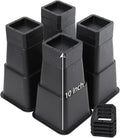 Bed Risers, Oversized Furniture Risers, 1/2/3/4/5/6/7/8/9/10 inches Adjustable Raise Blocks for Bed Couch Desk Sofa Table Lifts, Furniture Legs Lifters Support up to 6000 Lbs (Black, 4 Pack Set)