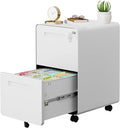 2 Drawer File Cabinet with Lock and 4 Keys, Mobile Metal Filing Cabinet, File Cabinets for Home Office, Under Desk, Pre-Assembly, File Drawer, Letter/Legal/A4 Hanging File Folders