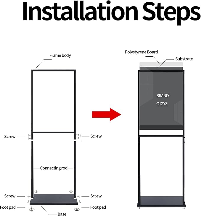 Sign Holder Floor Stand, Heavy Duty Pedestal 22×28 in Slide-In Double Sided Poster Banner Stand for Board Display (Black)