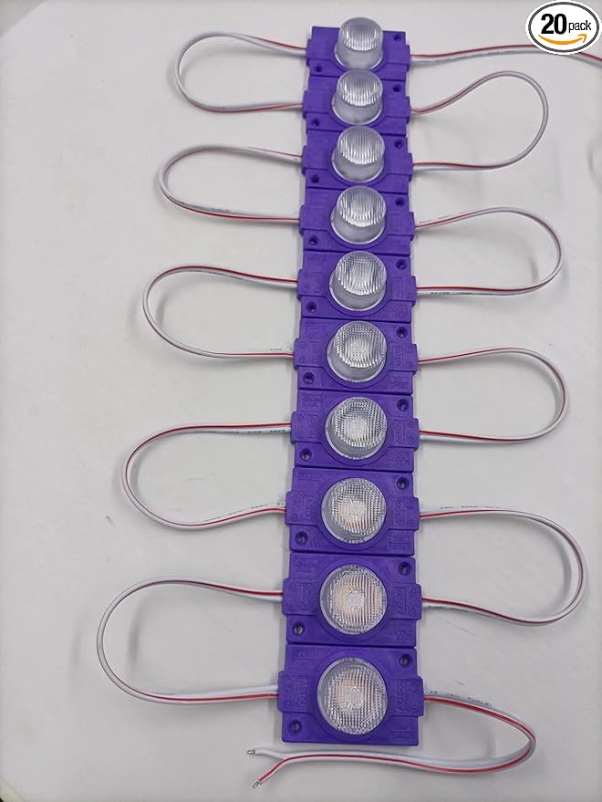 Q QINGCHEN Purple 12V LED Module with Lens 2.0W for Light Box with Tape Adhesive Back (20pcs Pack)