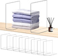 OKPOW Acrylic Shelf Dividers for Closet Organization: 10" Tall X 8.46" Deep Durable 8 Pack Clear Shelves Separators for Clothing Adjustable Purse Organizer