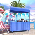 Outdoor Food Vendor Cart with Canopy, Portable Mobile Street Food Stand, Foldable Commercial Vending Trolley Kiosk for Markets and Events(Blue,47.2in)