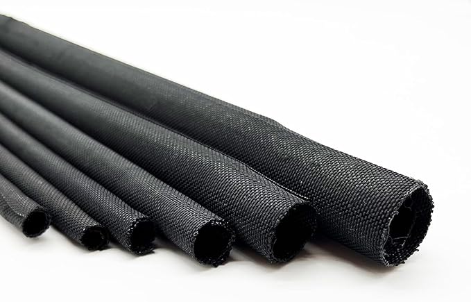 Braided Split Wire Loom Black Wire Cover Protective Harness Tubing Cable Management Self Wrap Cord Sleeve Mesh Woven 5/16"-60ft