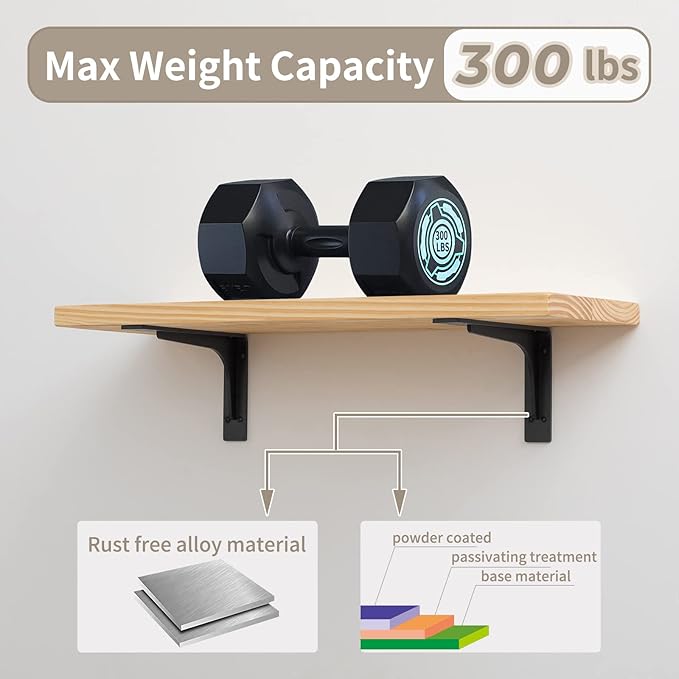 16inch x 9.5inch shelf brackets,L Shelf Bracket, die-cast formation，vertical Angle, premium alloy metal heavy-duty shelf bracket, high strength Mounting Hardware Included, Corner Brace Joint,pack of 4
