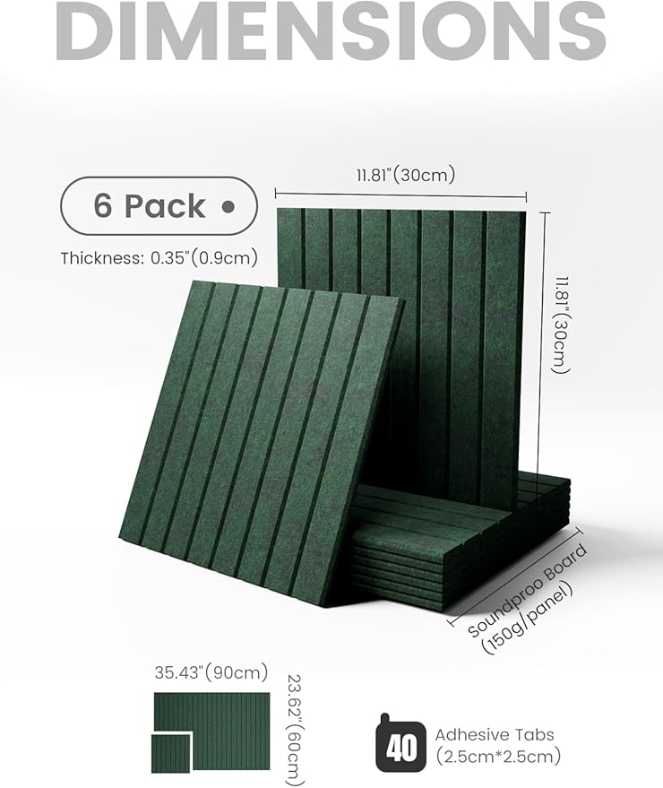 Large Felt Bulletin Board 36"x24" Cork Board Alternative - 6 Pack with 40 Safe Removable Adhesive Tabs, Cork Boards for Walls Cork Board for Home Office Classroom Pin Board- Pine Green
