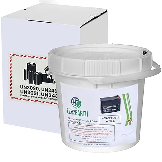 Lead Acid Battery Recycling Kit - 2.0 Gallon Battery Recycling Pail - Pre-Paid, Mail-Back Recycle Kit for Lead Acid Batteries