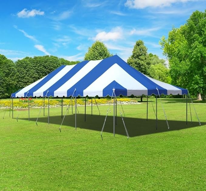 TentandTable 20' x 40' Premium Canopy Tent, Blue/White, Outdoor Pole Tent, 80-160 Person Capacity for Parties, Weddings, Events, Commercial and Residential Use, Large Heavy Duty Vinyl Canopy Tents