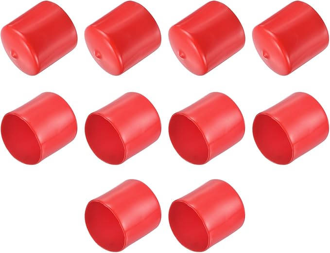 uxcell 10pcs Rubber End Caps 41mm ID Vinyl Round End Cap Cover Screw Thread Protector Red