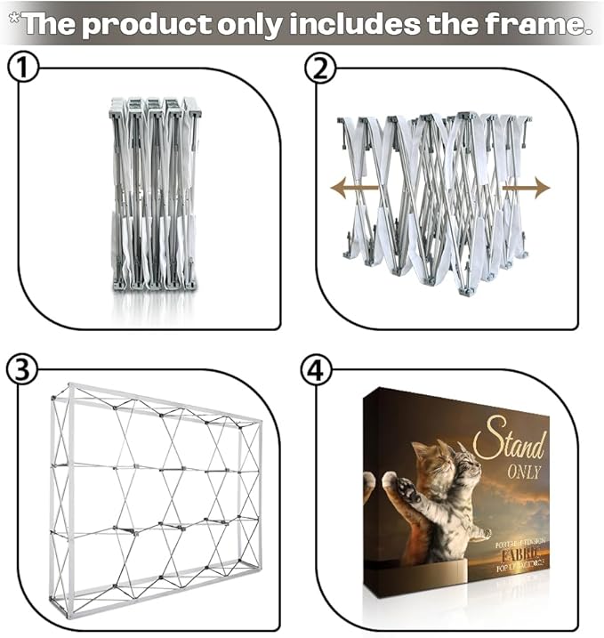 7.5x10 FT Tension Fabric Pop Up Display Stand - Portable Aluminum Double-Sided Trade Show Backdrop for Weddings & Events, Lightweight - Stand Only