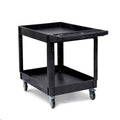 2-Shelf Heavy Duty PP Service Cart with 360° Swivel Wheels, 550LBS Load Capacity, Large Shelf, Storage Handle, Rolling Utility Cart for Warehouse, Garage, Cleaning, Medium Size