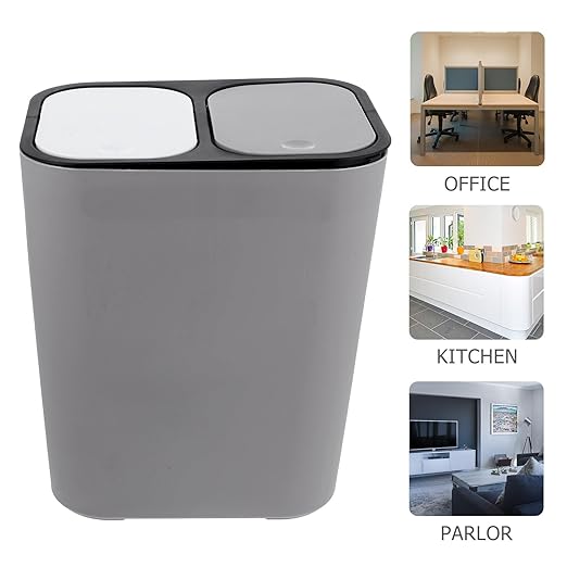 BESPORTBLE Dry and Wet Separation Trash Bin Dual Compartment Kitchen Garbage Can with Lid for Organized Waste Sorting and Clean Disposal in Home